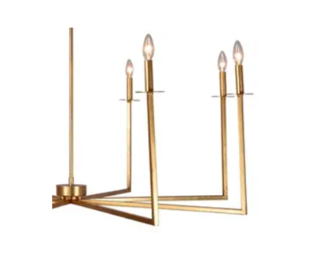 Brushed Antique Brass Eight-Arm Chandelier – 47"