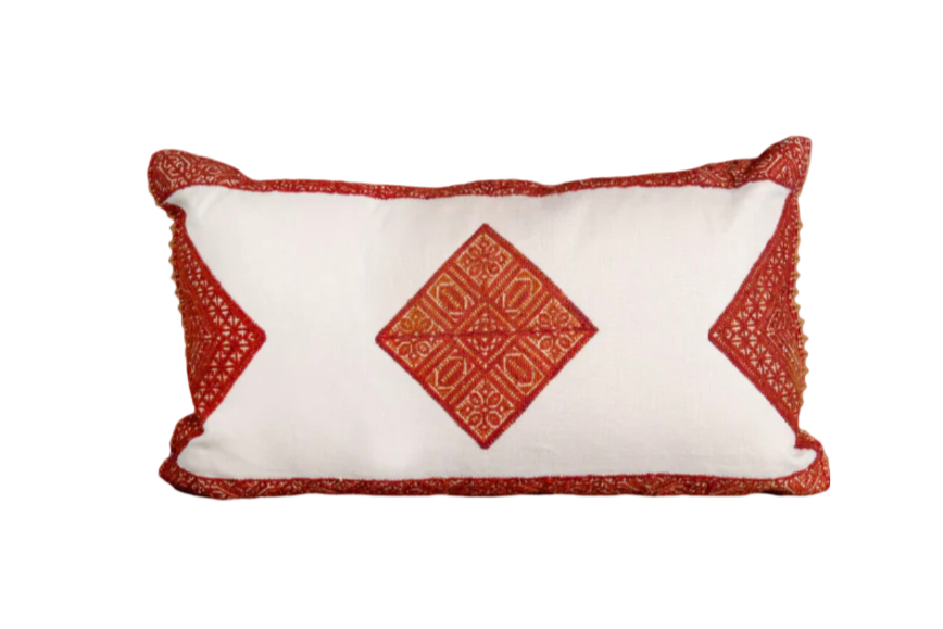Bogart and Bergman Pillow, Ivory / Red