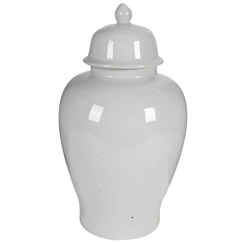 Glossy White Grand Porcelain Ginger Jar