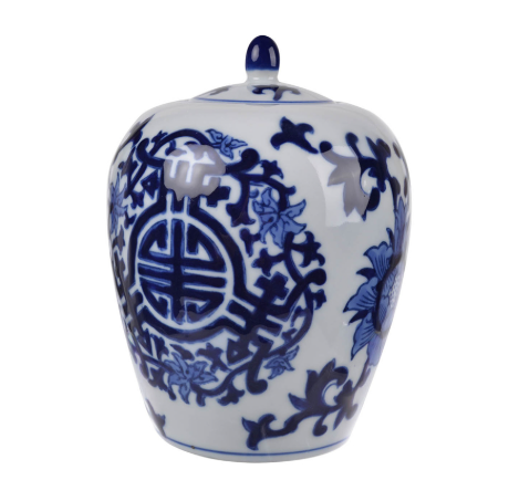 Small Blue-and-White Lidded Porcelain Jar