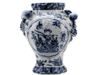 Blue & White Vase with Bird & Floral Motif