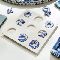 Blue Marble Hand-Crafted Tic-Tac-Toe