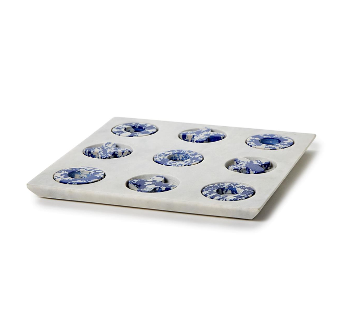 Blue Marble Hand-Crafted Tic-Tac-Toe