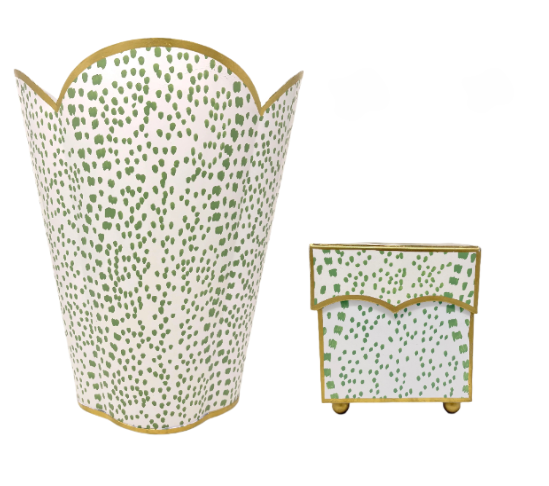 Green Polka Dot Tissue Holder & Wastepaper Basket