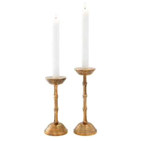 Small Bamboo Candlestick – Vintage Brass Finish