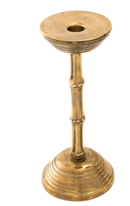 Small Bamboo Candlestick – Vintage Brass Finish