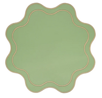 Light Green Scalloped Faux Leather Placemat