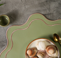 Light Green Scalloped Faux Leather Placemat