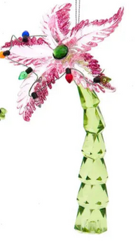 Christmas Palm Tree Ornament – Coastal Holiday Decor Pink & Green