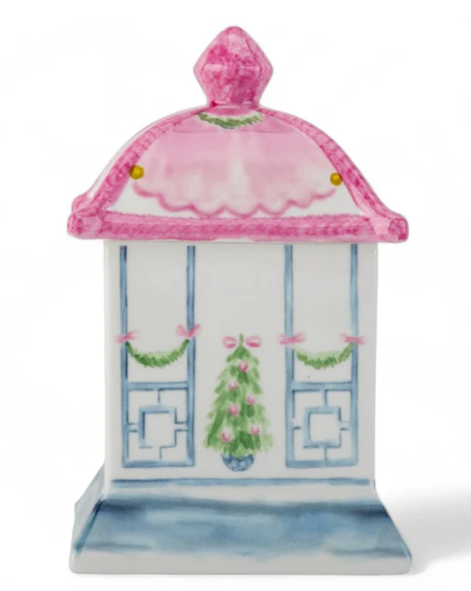 Pastel Pink & Blue Pagoda Christmas Lidded Jar