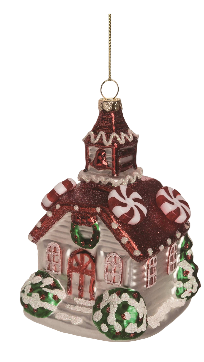 Peppermint House Ornament