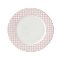 Pink Gingham Porcelain Dinner Plate – 10.5"