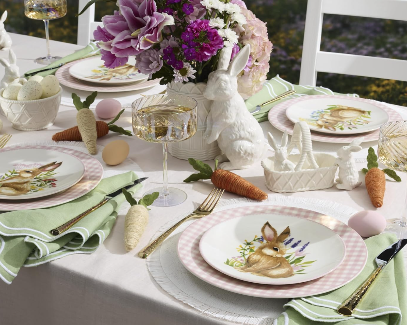 Pink Gingham Porcelain Dinner Plate – 10.5"