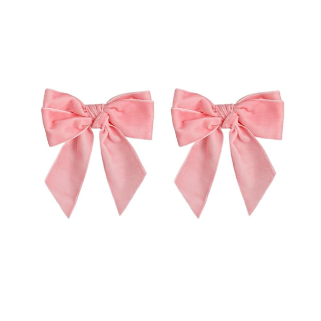 Pink Velvet Bow Napkin Rings – Set of 2