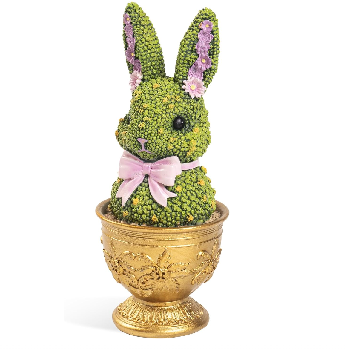 Green Bunny Topiary Figurine – 6.9"