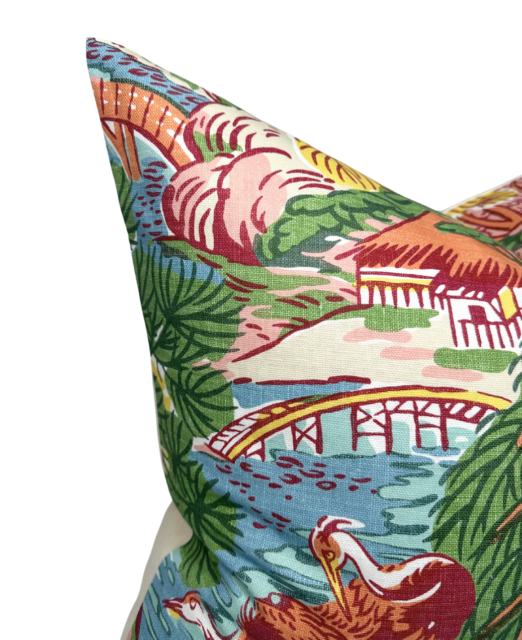 Pagoda Pillow Cover in Coral (Various Sizes)