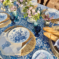 Damask Print Tablecloth – Blue