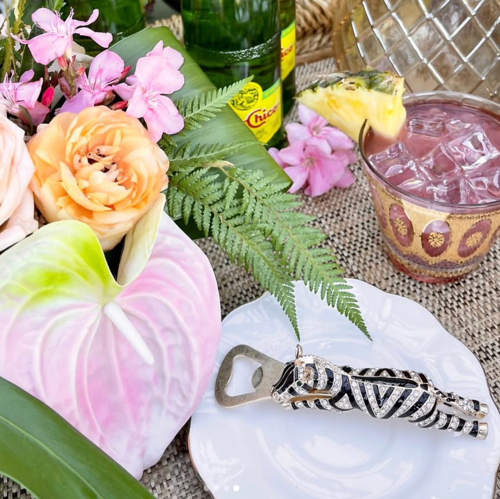 Zebra Bottle Opener with Crystals