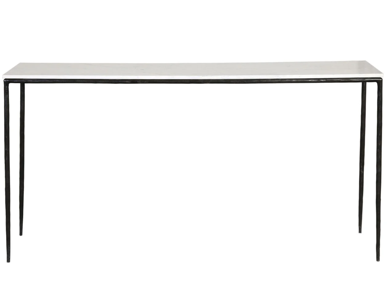 Black Forged Iron Console with White Marble Top