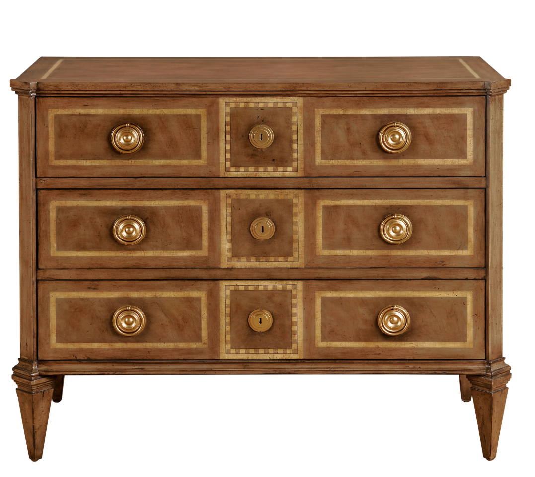 Italian Inlay Chest in Hand-Rubbed Wheat Mahogany with Satinwood Accents