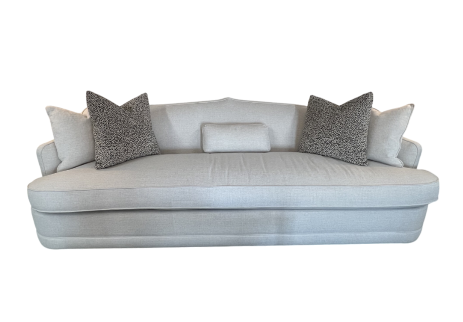 Grand Peak-Back Sofa in Light Grey Performance Fabric