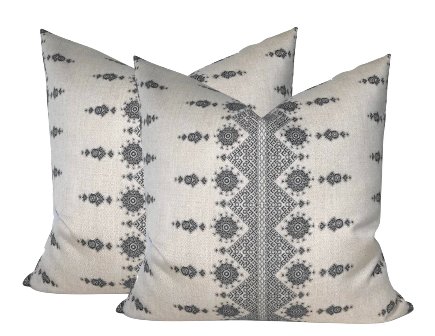 Carmania Pillow Cover in Charcoal, Indoor Outdoor Pillows (Various Sizes)