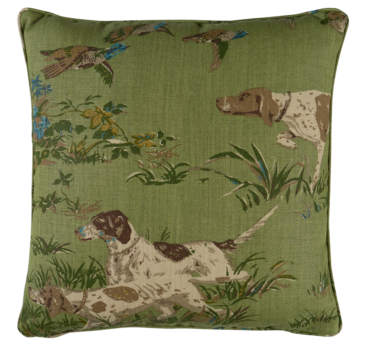 Pointers Pillow Cover in Meadow Green, Schumacher Textiles (Various Sizes)
