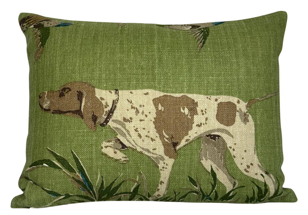 Pointers Pillow Cover in Meadow Green, Schumacher Textiles (Various Sizes)
