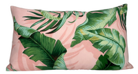 Palm Leaf Pillow Cover in Pink + Green (Various Sizes)
