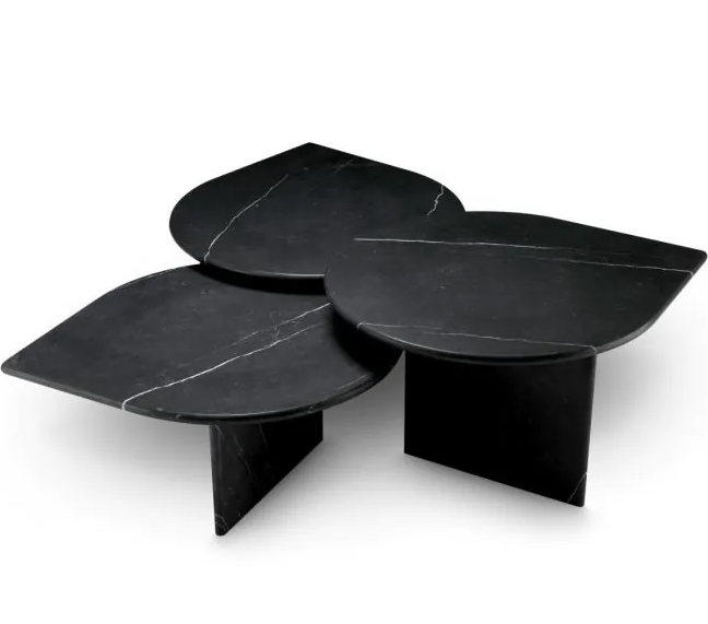 3-Piece Nesting Coffee Table Set in Italian Black Marble