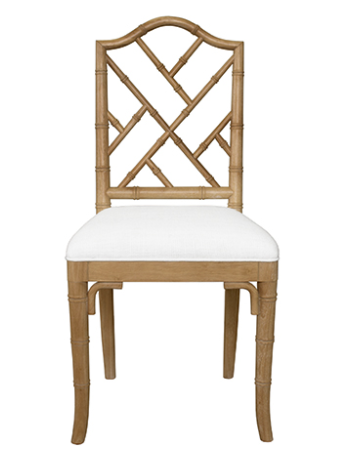Dining Chair in Cerused Oak with Linen Upholstery