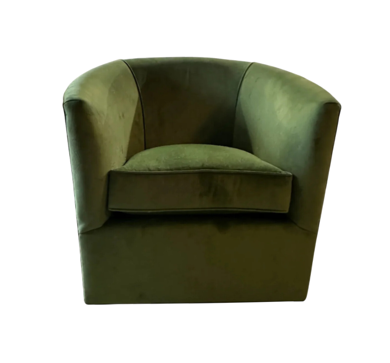 Custom Swivel Chair with Green Performance Fabric & Thibaut “Green Ming” Back