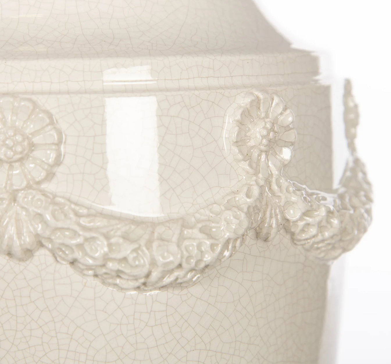 White Urn Ceramic Table Lamp with Gold Accents