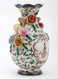 Intricate Vintage-Inspired Ceramic Flower Vase with Hand-Painted Details