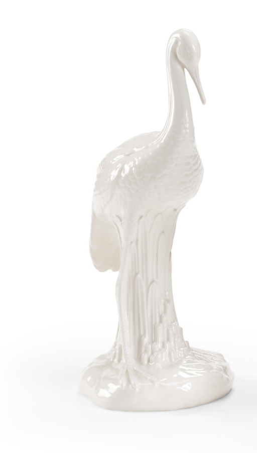 Hand-Glazed Fired Ceramic Heron Statue – Made in Italy