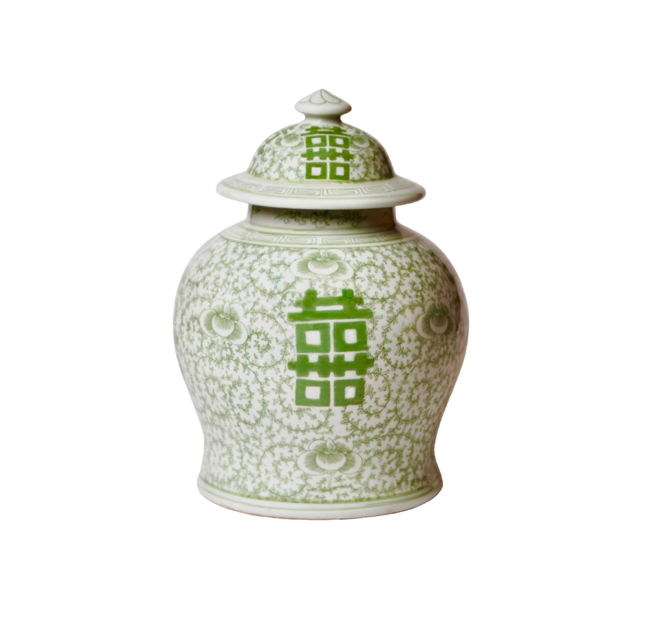 Green and White Double Happiness Jar