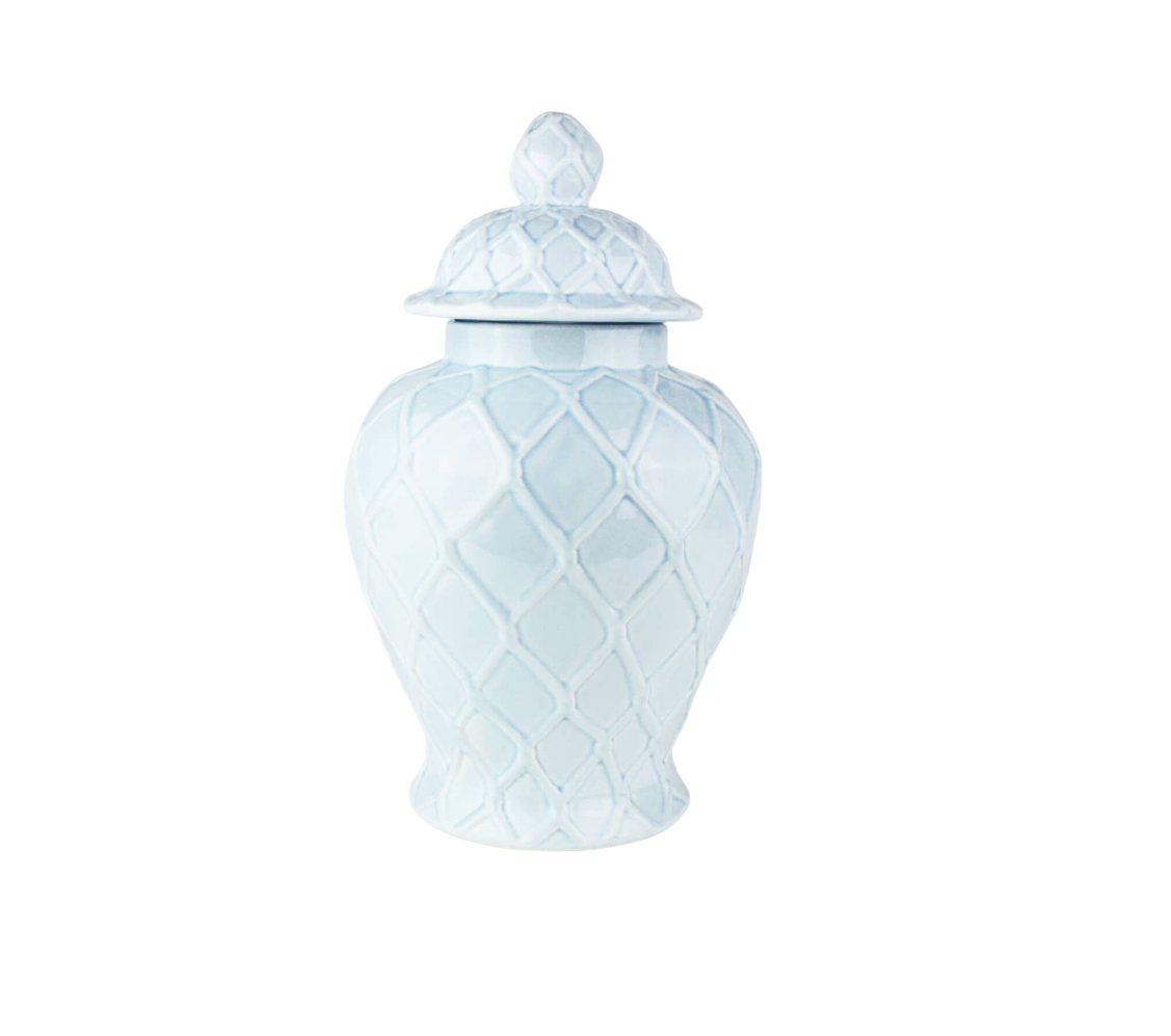 Light Blue Textured Ginger Jar - Large