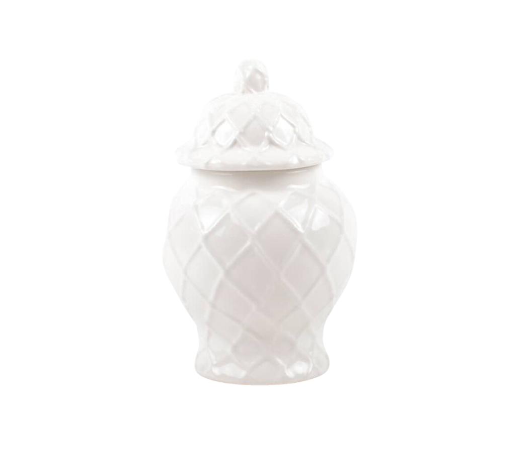 White Textured Ginger Jar - Small
