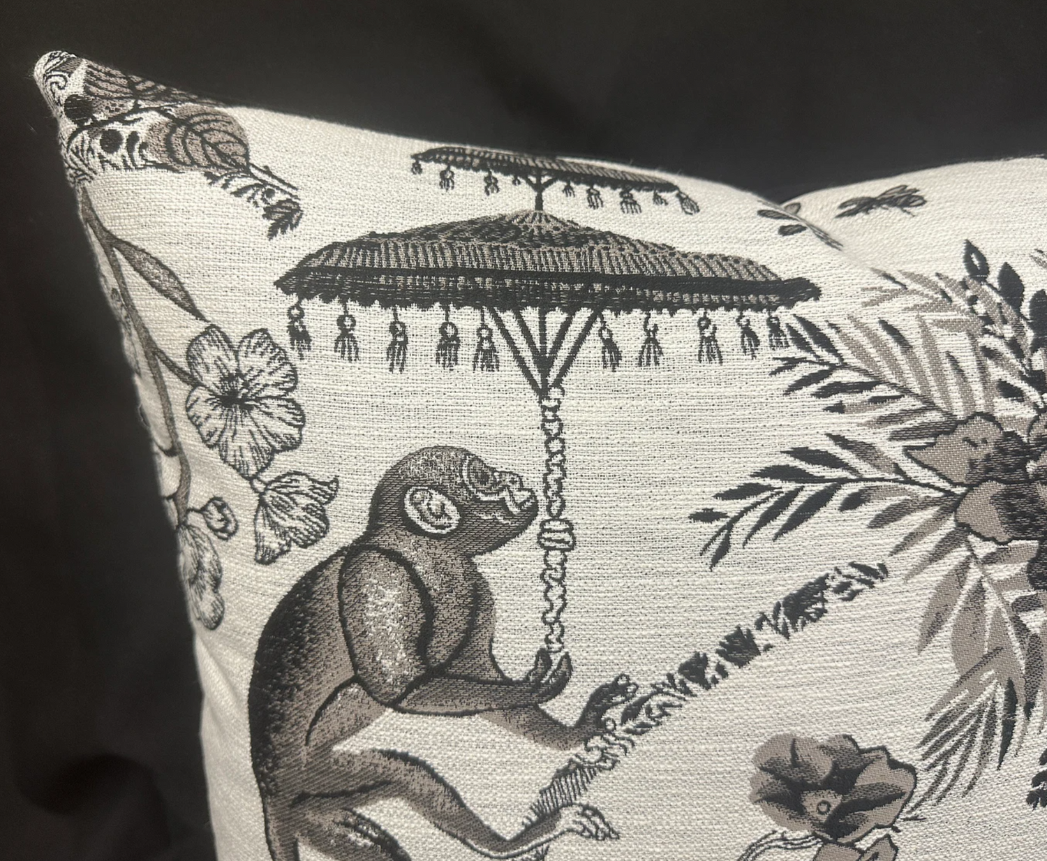 Jungle Scene Jacquard & Velvet Pillow Cover 20" x 20"