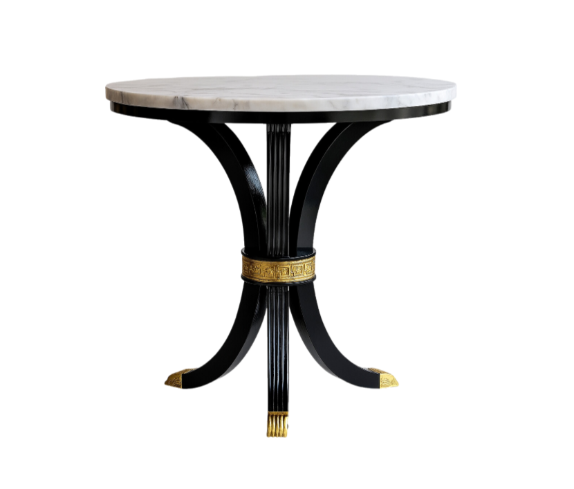 NH Flagler Collection Fluted Marble and Brass Accent Table