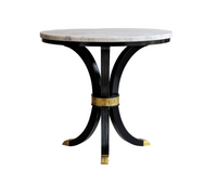 NH Flagler Collection Fluted Marble and Brass Accent Table