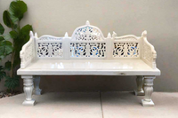 Royal Carved White Marble Garden Bench
