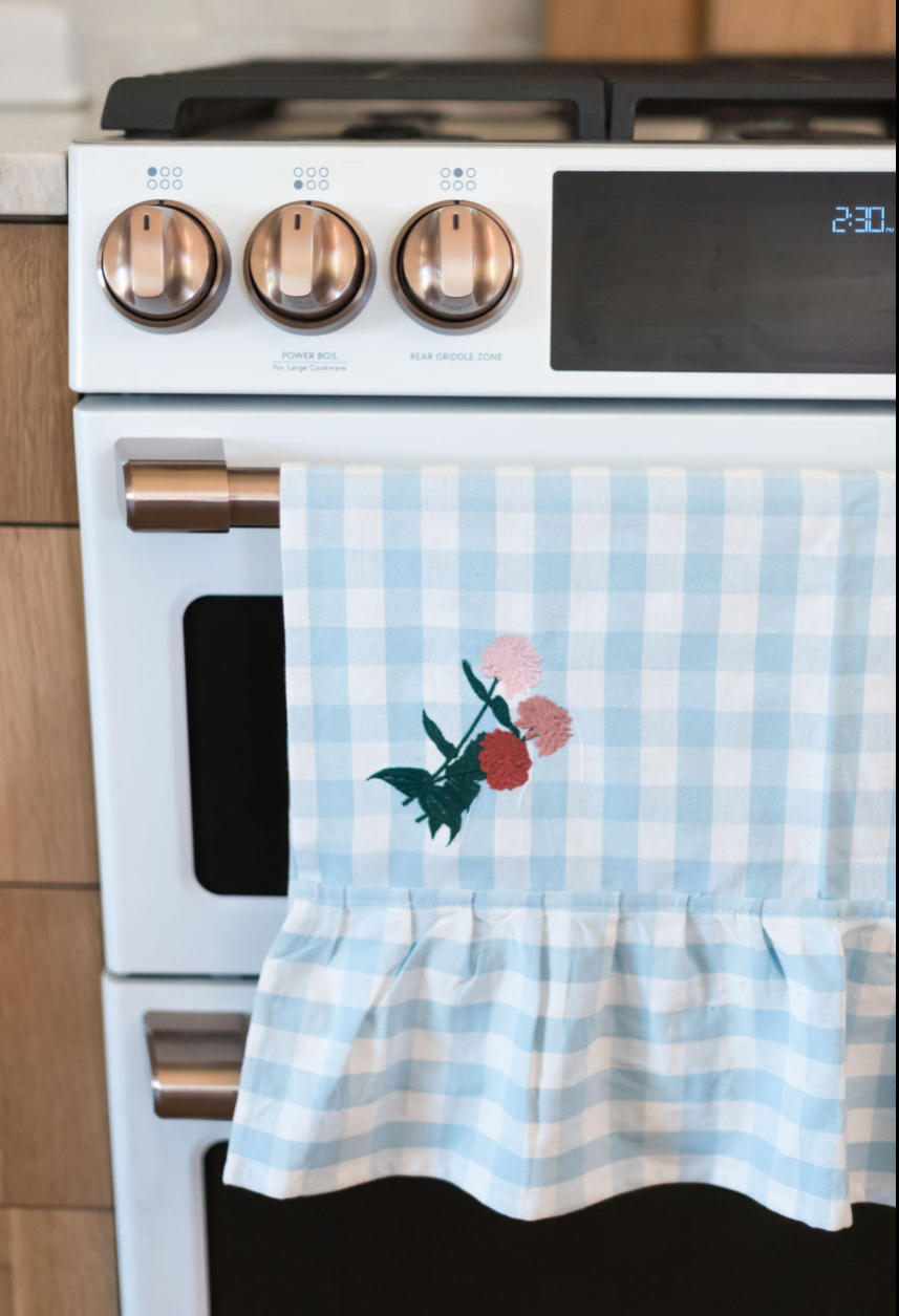 Blue Ruffled Gingham Dish Towel
