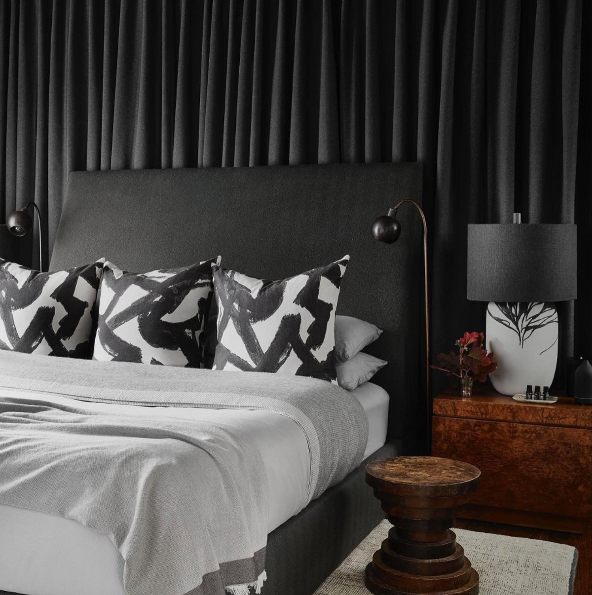 Brushstrokes Pillow Cover in Ebony, Indoor Outdoor (Various Sizes)