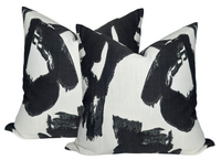Brushstrokes Pillow Cover in Ebony, Indoor Outdoor (Various Sizes)