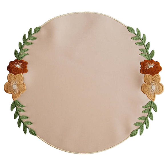 Fall Round Faux Leather Placemat