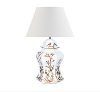 Ivory & Gold Scalloped Hexagon Lamp