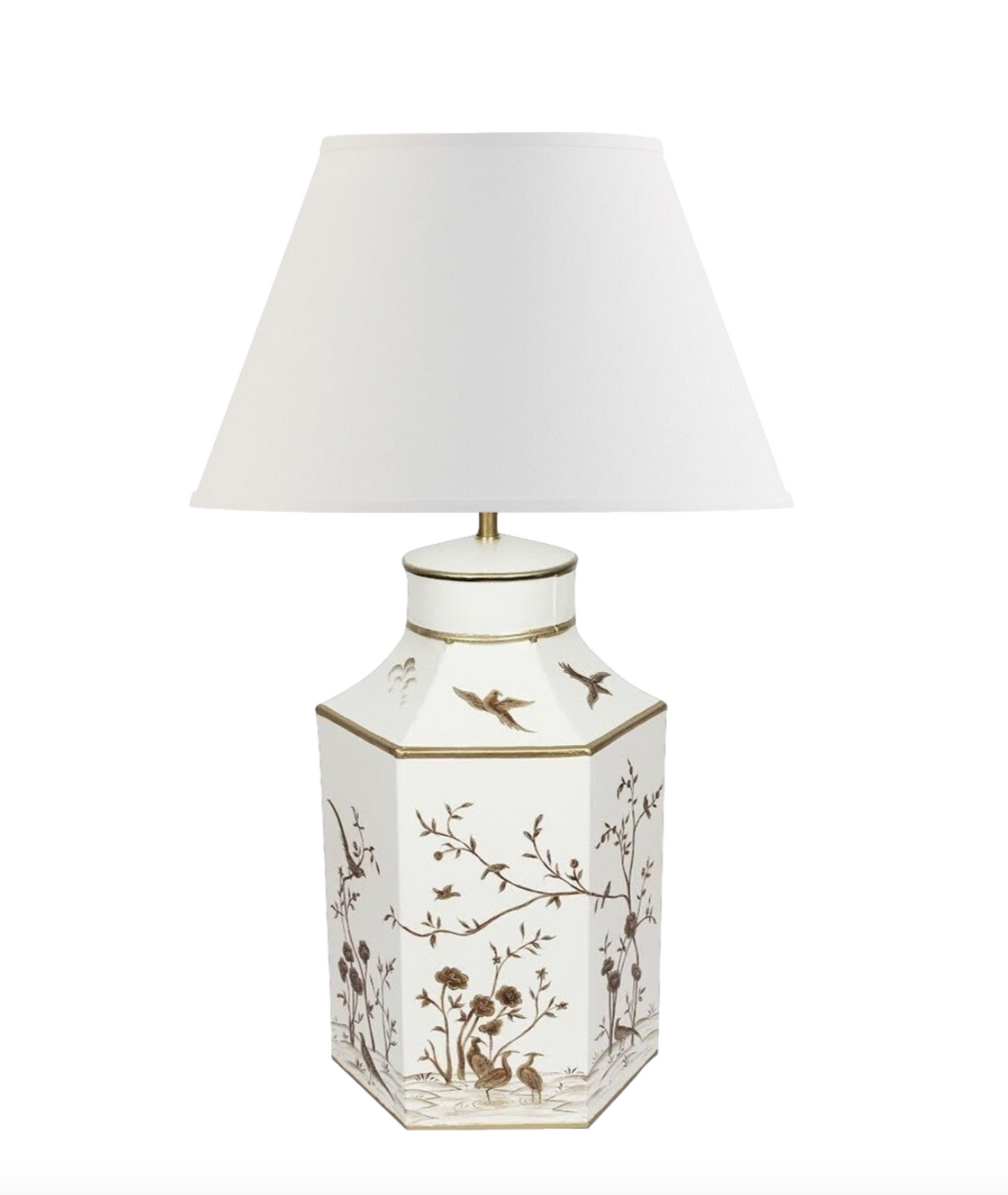 Ivory & Gold Hexagon Lamp
