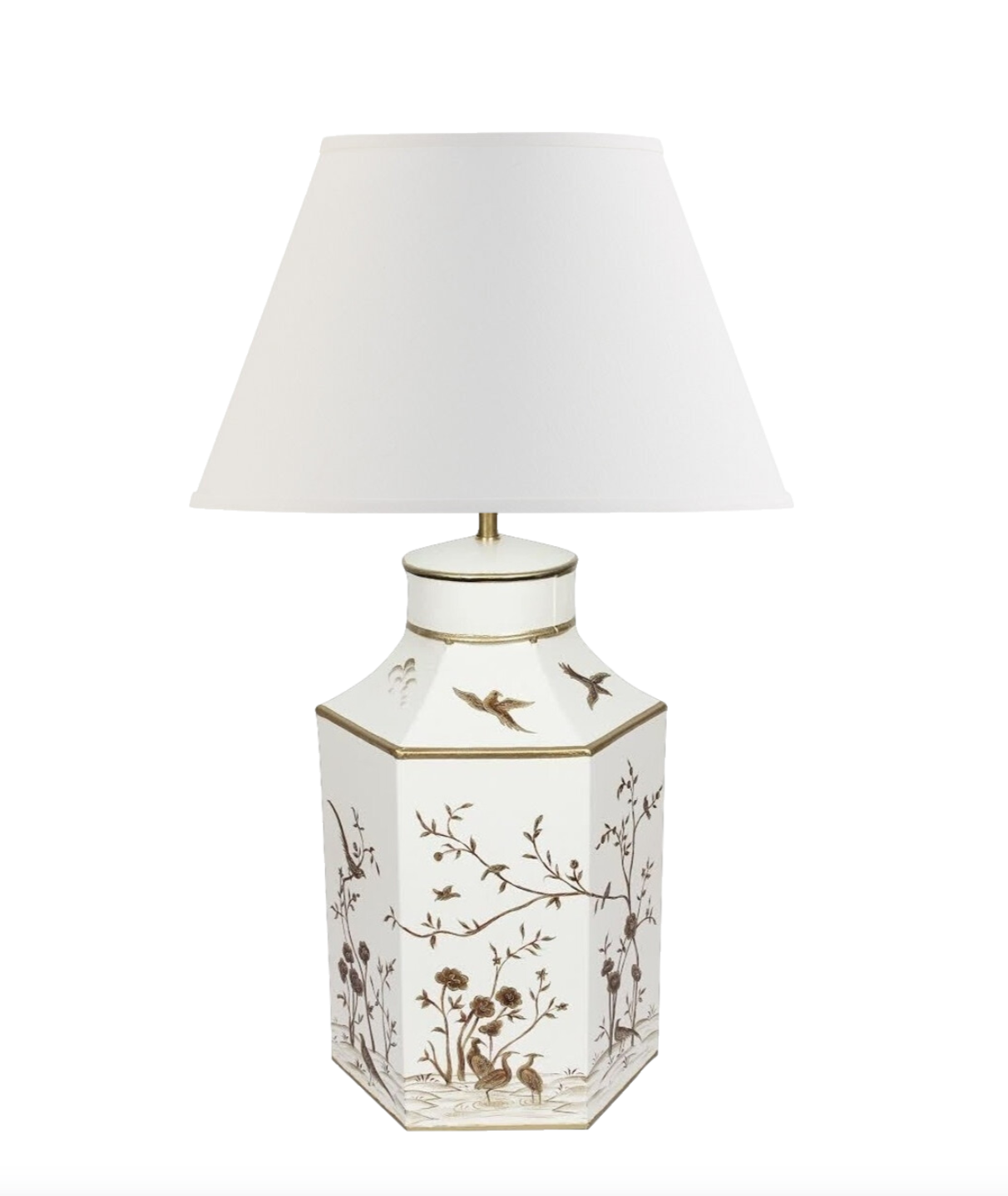 Ivory & Gold Hexagon Lamp