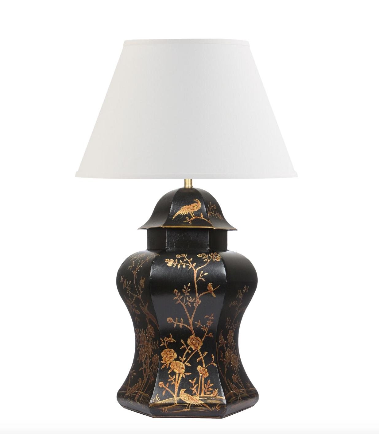 Black & Gold Scalloped Hexagon Lamp